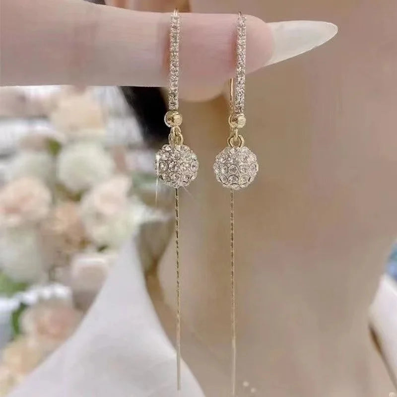 【BIG SALE】Women's Fashionable  Zircon Ball Pendant  Earrings